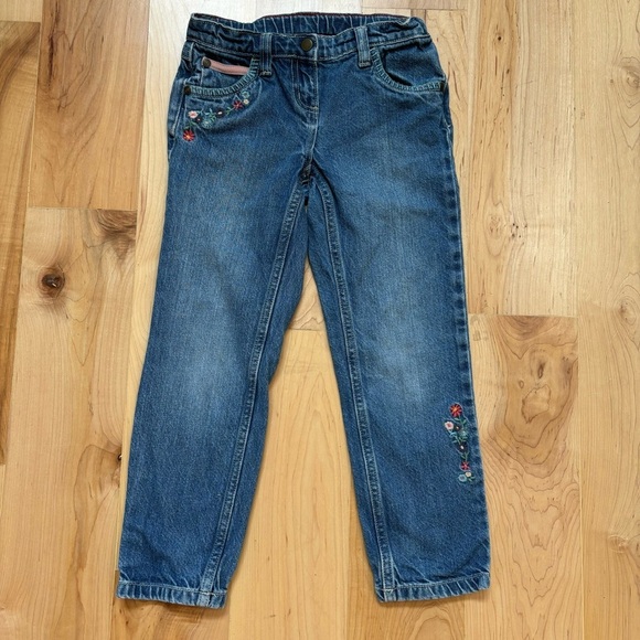 Vintage Hanna Andersson Embroidered Floral Adjustable Waist Jeans size 120 - Picture 1 of 10